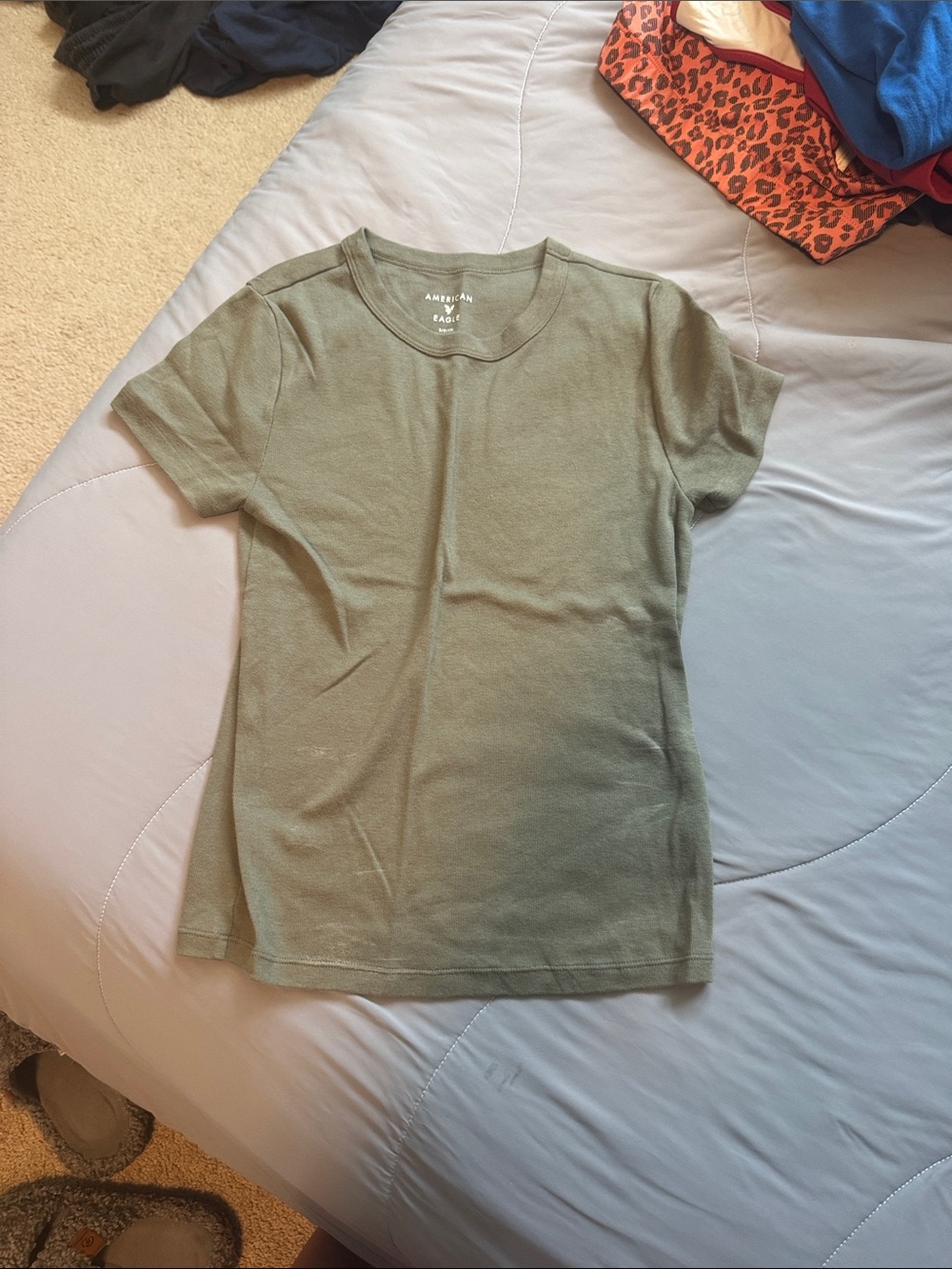 American Eagle Outfitters Olive Green Crewneck Tee